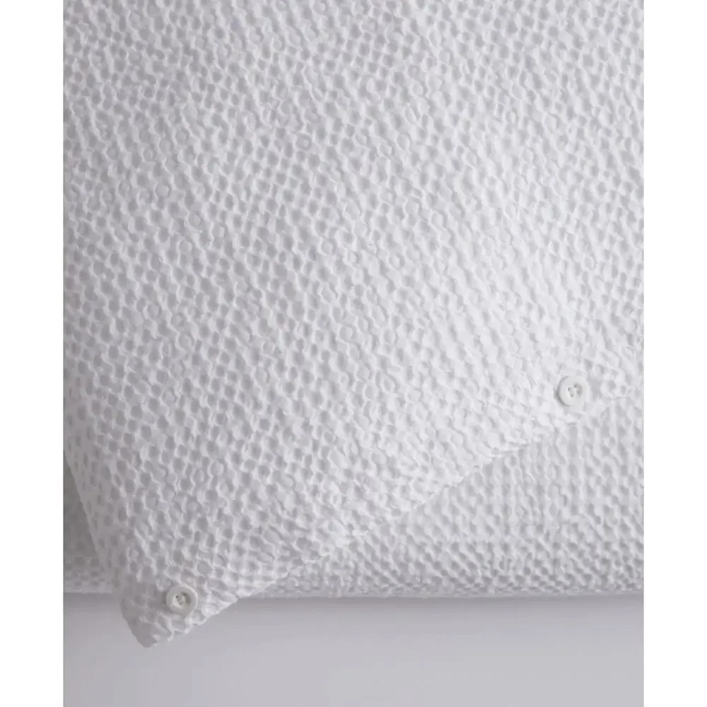 Quince Organic Luxe Honeycomb Full/Queen Duvet Cover White Button Closure NWOT